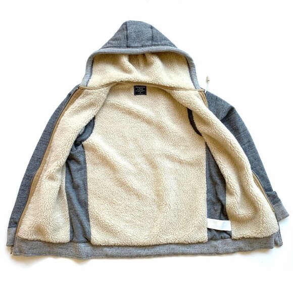 Abercrombie & Fitch Mens M Gray Full-Zip Sherpa Lined Hoodie Jacket Heavyweight - Picture 3 of 13